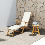 Sonnenliege Holz klappbar Gartenliege mit Fußstütze, Matratze, Gartenstuhl bis 160 kg belastbar, für Garten Urlaub Outdoor Strand Pool, Teak - Image 7