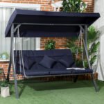 Hollywood Swing 3-Seater, Loadable up to 270 kg, Swing Bench with Adjustable Sun Canopy, Garden Swing with Cushion - Image 2