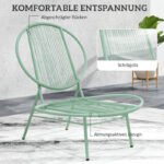 3-Piece Set Made of Steel Weatherproof Garden Furniture Set, Balcony Furniture Set, Green - Image 6