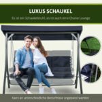 Hollywood Swing 3-Seater, Loadable up to 270 kg, Swing Bench with Adjustable Sun Canopy, Garden Swing with Cushion - Image 5