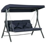 Hollywood Swing 3-Seater, Loadable up to 270 kg, Swing Bench with Adjustable Sun Canopy, Garden Swing with Cushion