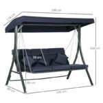 Hollywood Swing 3-Seater, Loadable up to 270 kg, Swing Bench with Adjustable Sun Canopy, Garden Swing with Cushion - Image 3