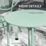 3-Piece Set Made of Steel Weatherproof Garden Furniture Set, Balcony Furniture Set, Green - Image 7