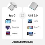 USB Stick 64GB / USB C & USB 2.0 / 2-in-1 OTG Speicherstick / Mini Metall Memory Stick / Schlüsselanhänger / Silber - Image 7
