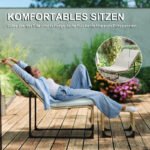 Rattan Relaxsessel mit Fußhocker, Outdoor Rattanstuhl Gartenstuhl für Garten, Balkon, Terrasse, Naturholz - Image 5