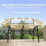 2-Sitzer Gartenbank Polyrattan, wetterfest Sitzbank im Rattangeflecht-Design, für Balkon, Terrasse, Garten, Khaki - Image 6
