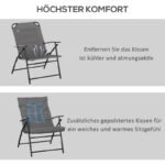 Faltbarer Gartenstuhl mit Metallrahmen, Campingstuhl, verstellbarer Rückenlehne, Faltstuhl, Strand, Oxford, Grau - Image 6