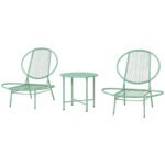 3-Piece Set Made of Steel Weatherproof Garden Furniture Set, Balcony Furniture Set, Green