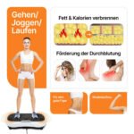Vibrationsplatte mit 12 Programmen und 99 Intensitätsstufen für effizientes Training / Fitnessplatte inkl. Fernbedienung und 2 Widerstandsbändern / Fett verlieren und Fitnesstraining von Zuhause mit Vibrationsgerät - Image 4
