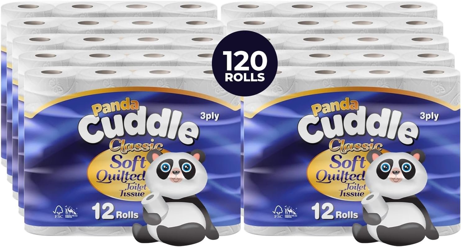 Panda Cuddle Classic 3-lagiges Toilettenpapier im 120-Rollen Maxi-Sparpack