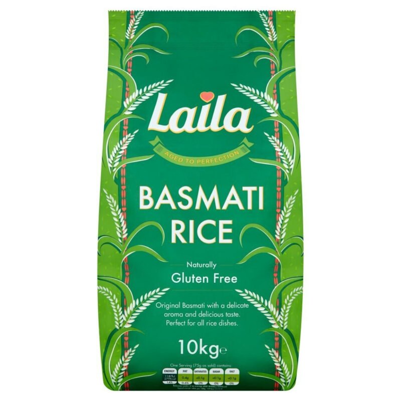 Laila Basmati Reis 10 kg Sack, naturbelassen und glutenfrei