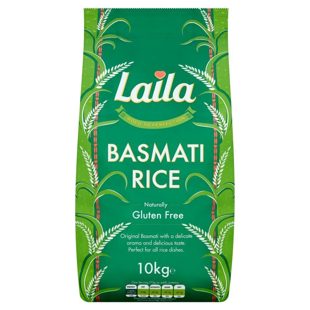Laila Basmati Reis 10 kg Sack, naturbelassen und glutenfrei