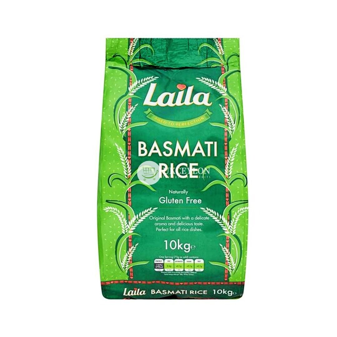 Laila Basmati Reis 10 kg Verpackung mit Nährwertangaben